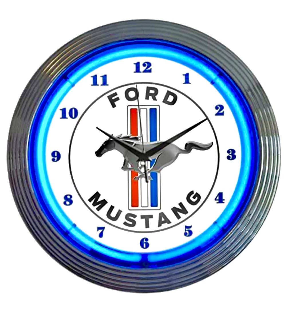 Awesome FORD MUSTANG Advertising Working Neon Clock 15 Inch (1 of 2)