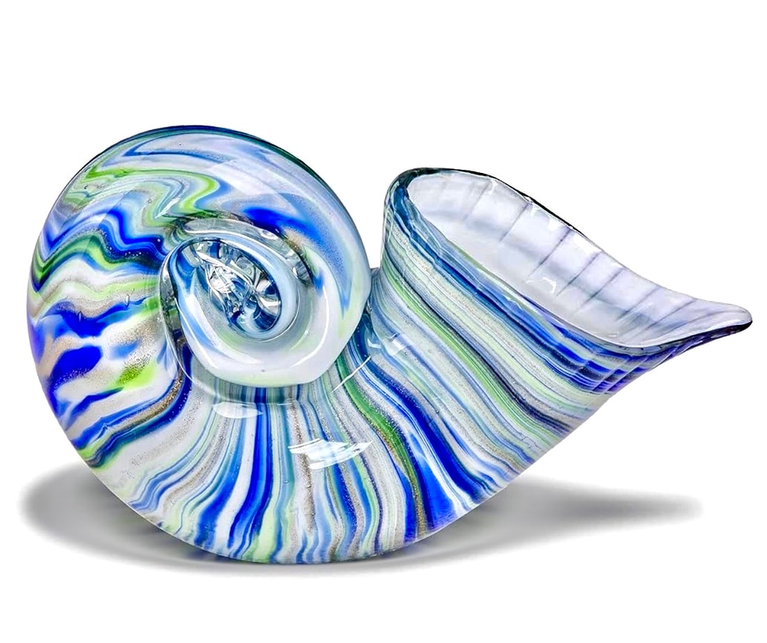 Large Stunning MURANO Art Glass Multi Color SEASHELL (1 of 2)