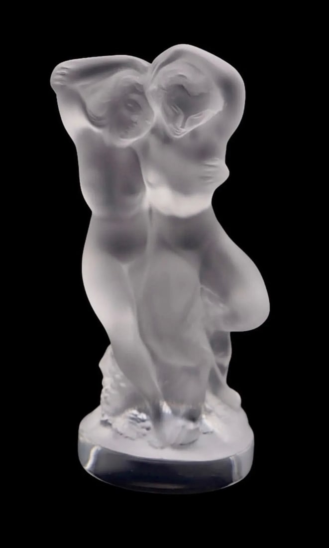 Beautiful Signed LALIQUE Crystal Nude Lovers Figurine: No Chips, cracks or repairs. Multiple Photos Posted