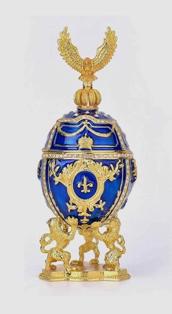Awesome FABERGE Inspired Imperial Studded & Enameled Egg w/Eagle (1 of 5)