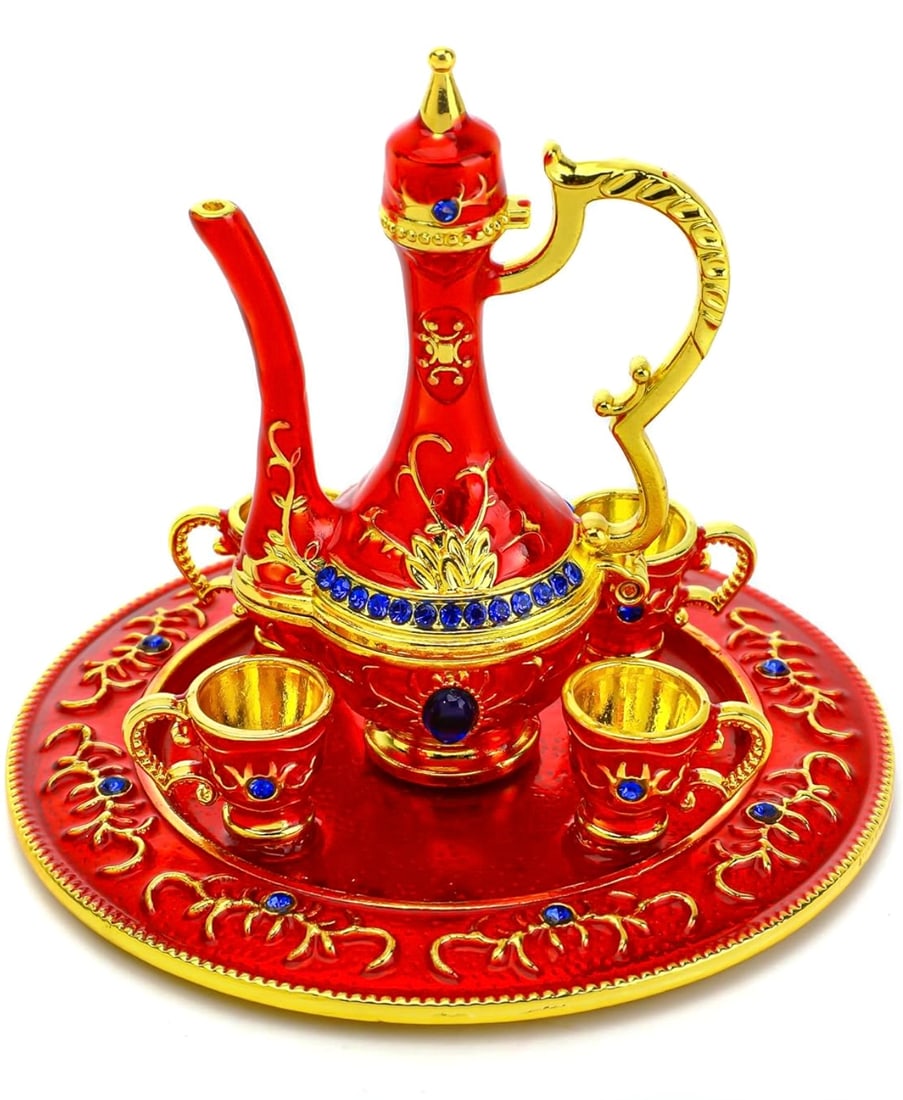 Faberge Inspired Moroccan Tea Set Enameled Trinket Box: Beautiful Piece – Like New