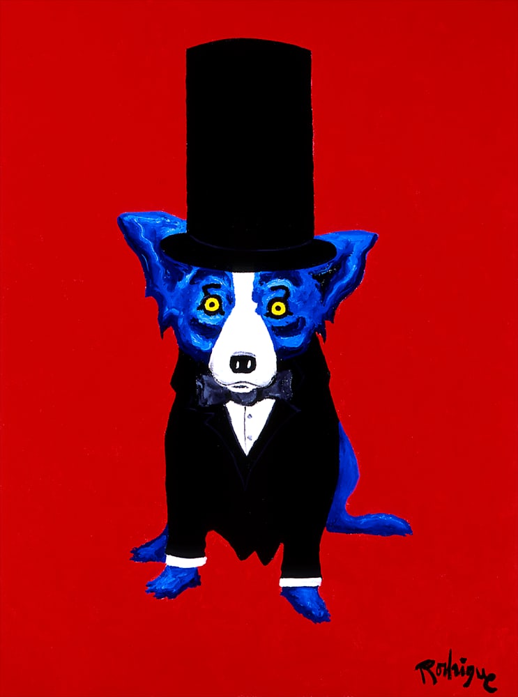 Blue Dog Art Print on Canvas 16 x 20: 16 x 20 – Does Not Come Framed – Will be shipped out in a Mailing Tube – This is Not an Original Oil – This is a Decorative Print and Should Not be Purchased as an Investment