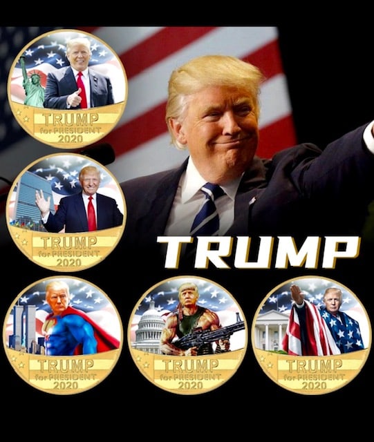 DONALD TRUMP 2020 Campaign Parody Clad Gold Coin Set: Very Cool Set / Comes in a Presentation Box with COA / Must See all Photos to Appreciate