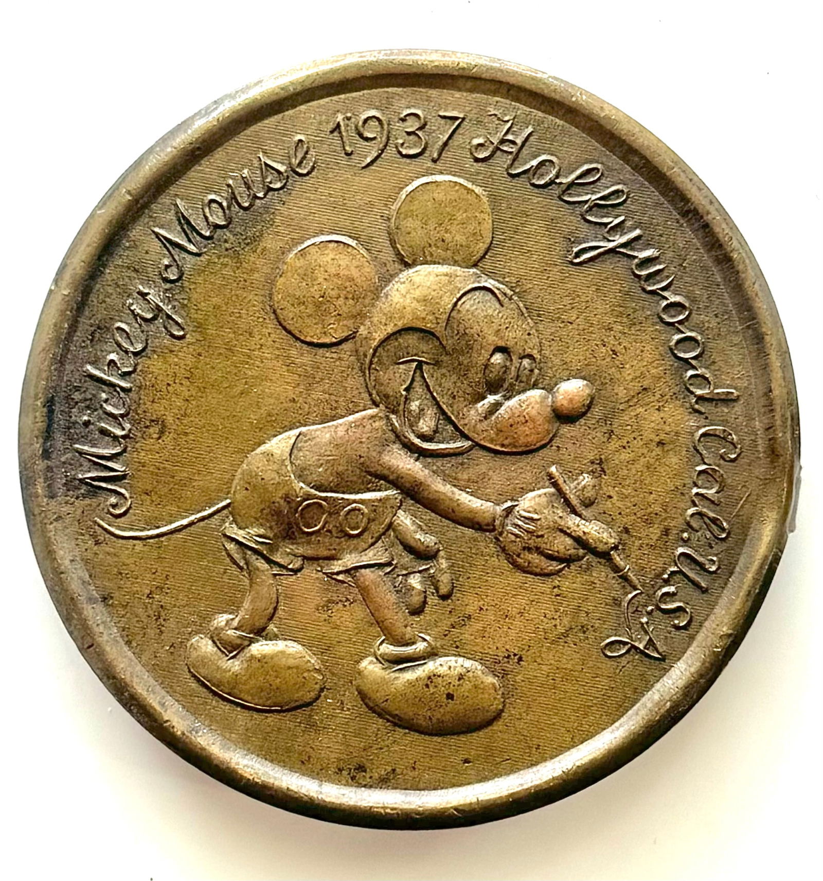 Signed Tiffany and Co 1937 Mickey Mouse Cal USA Brass Belt Buckle (1 of 2)