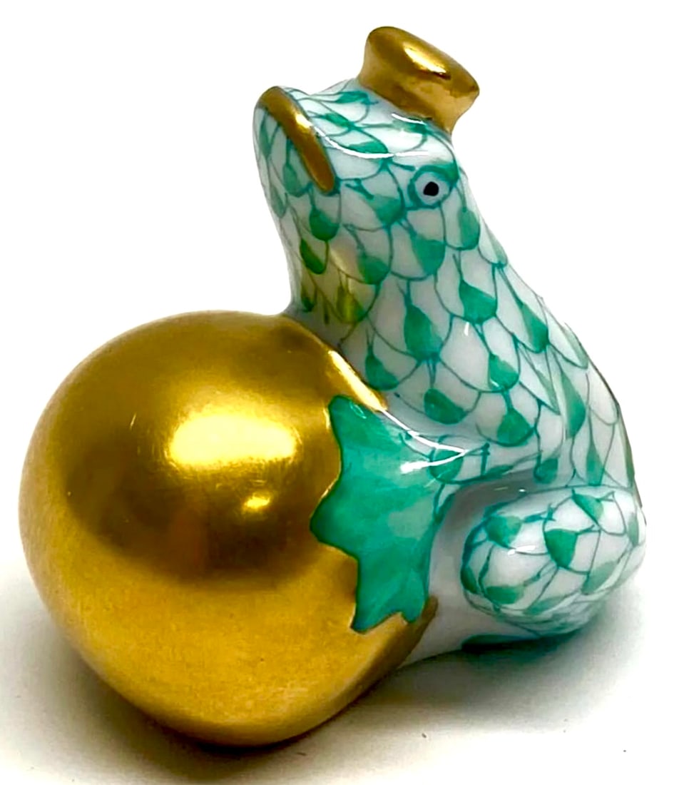 HEREND Hungary Hand Painted Fishnet Porcelain Frog Prince (1 of 3)