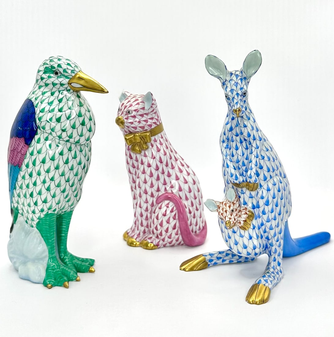 Lot of 3 HEREND Hungary Fishnet Porcelain Figurines AS-IS (1 of 6)