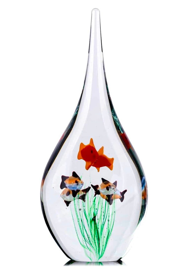 Awesome MURANO Art Glass Aquarium Teardrop Sculpture: Great Looking Piece – Approximately 9-10 Inches Tall – Beautiful Condition