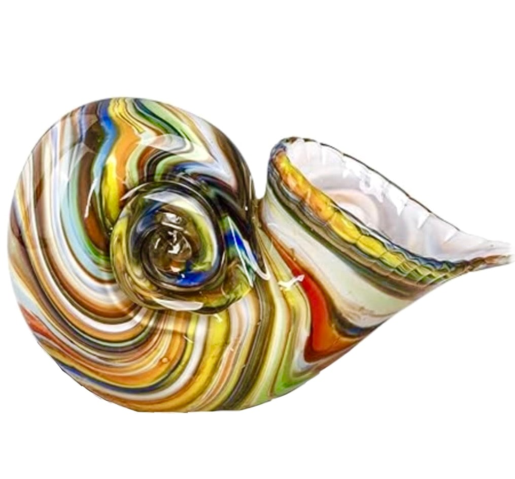 Large Stunning MURANO Art Glass Multi Color SEASHELL (1 of 4)