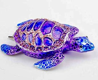 St. Petersburgh Russian Enameled and Studded Turtle Trinket Box