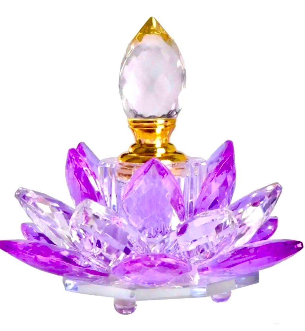 Stunning Purple Cut to Clear Crystal Lotus Flower Perfume Bottle (1 of 1)