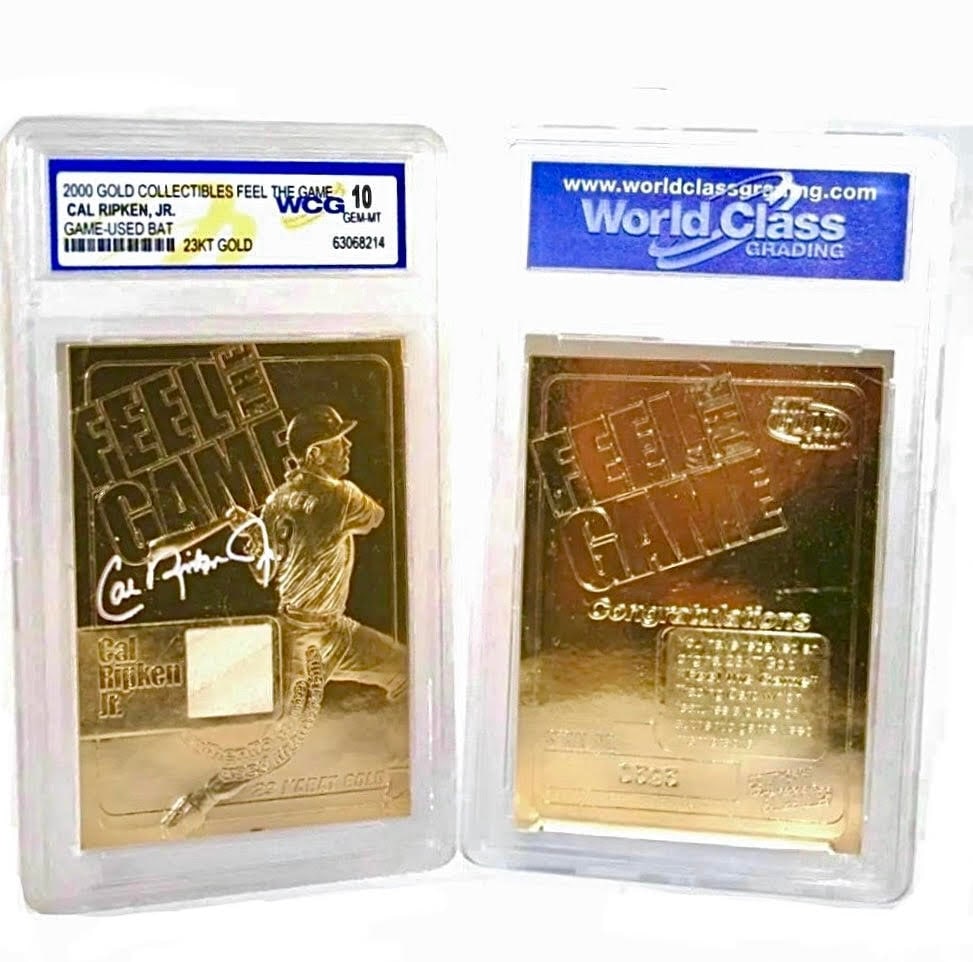 Limited Edition 23k Gold Foil CAL RIPKEN Jr Game Used Bat Baseball Card (1 of 2)