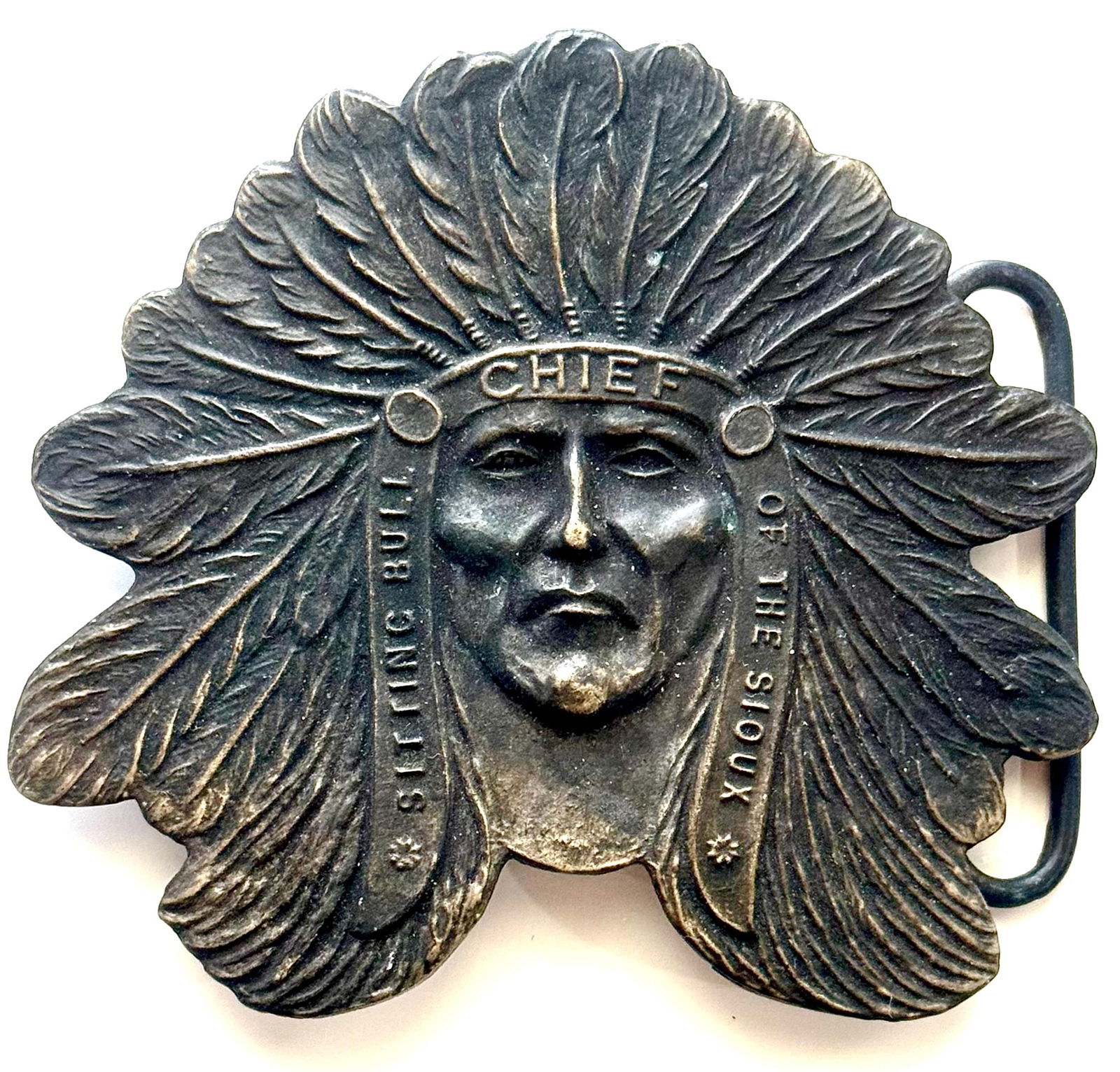 Signed Tiffany and Co Chief Sitting Bull of the Sioux Bronze tone Belt Buckle (1 of 2)