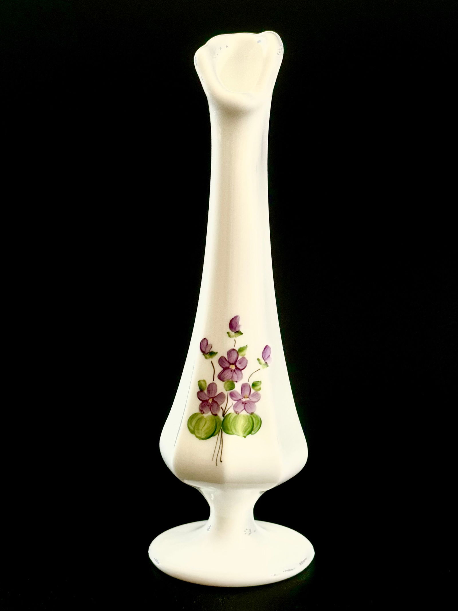 FENTON Artist Signed Hand Painted Rose Bud Glass Vase (1 of 3)