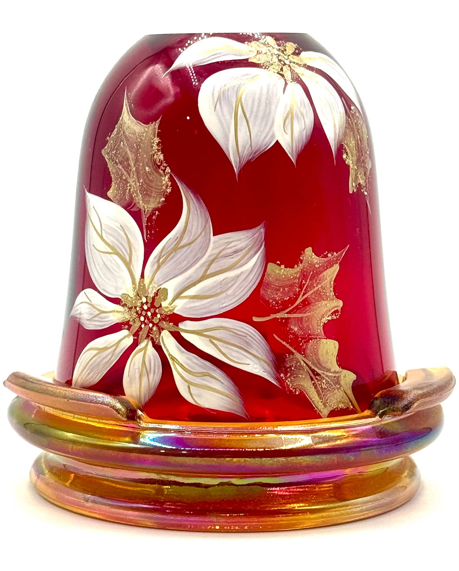 FENTON Hand Painted Artist Signed Art Glass Fairy Tea Light (1 of 4)