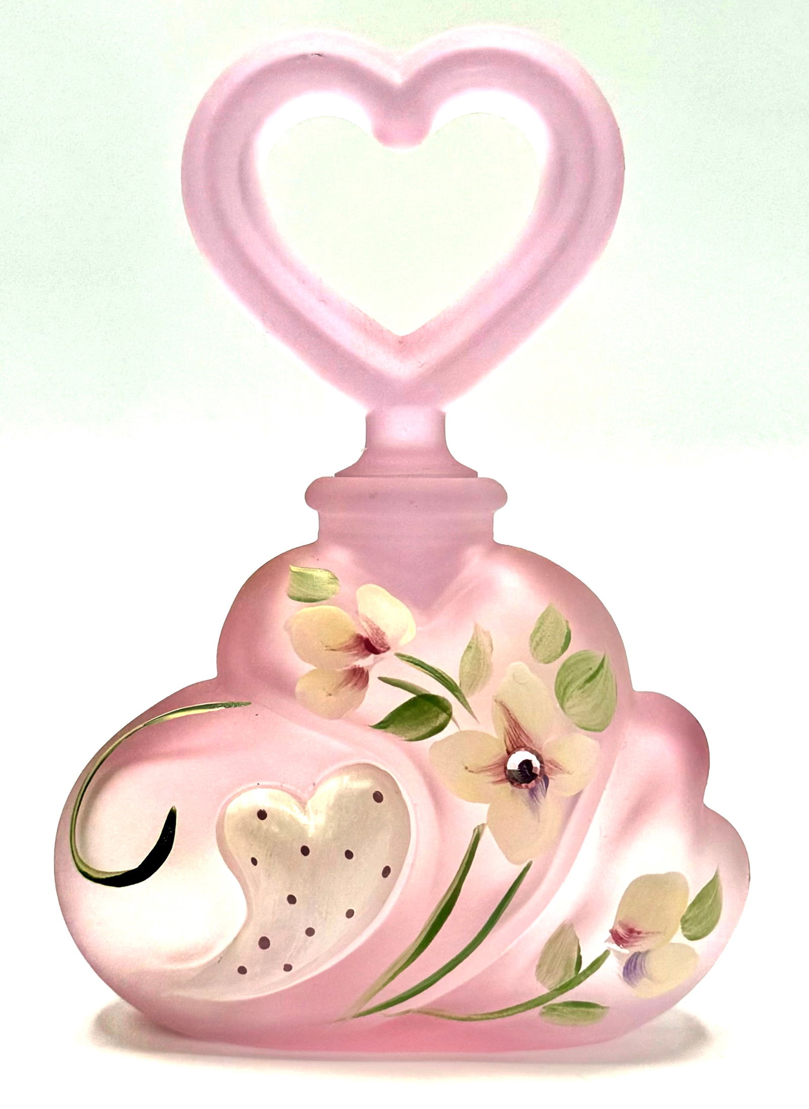 FENTON Artist Signed Hand Painted Satin Art Glass Perfume Bottle (1 of 4)