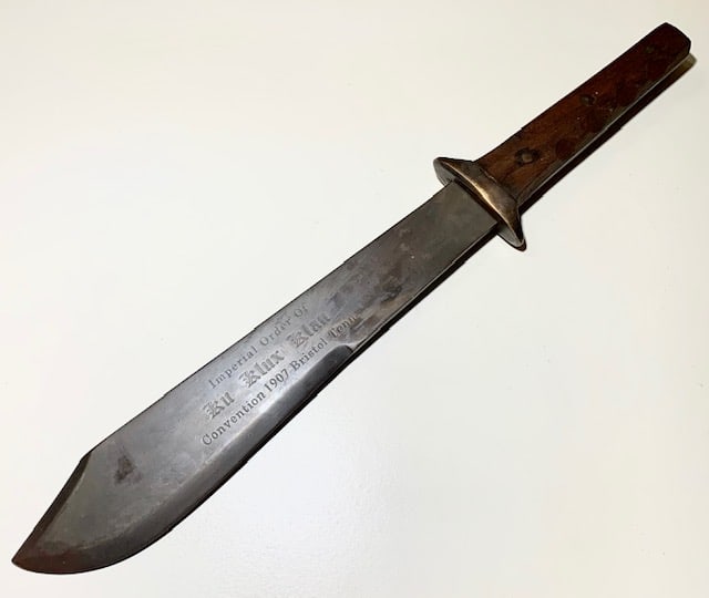 1907 Signed Hate Organization 17 inch Dagger – SEE PHOTOS: Approximately 17 inches Long / Heavy Dagger with Great Patina / Multiple Photos Posted / We Do Not Condone or Share any Values of this Organization / Being Sold as a Sought-After Collectible and Part