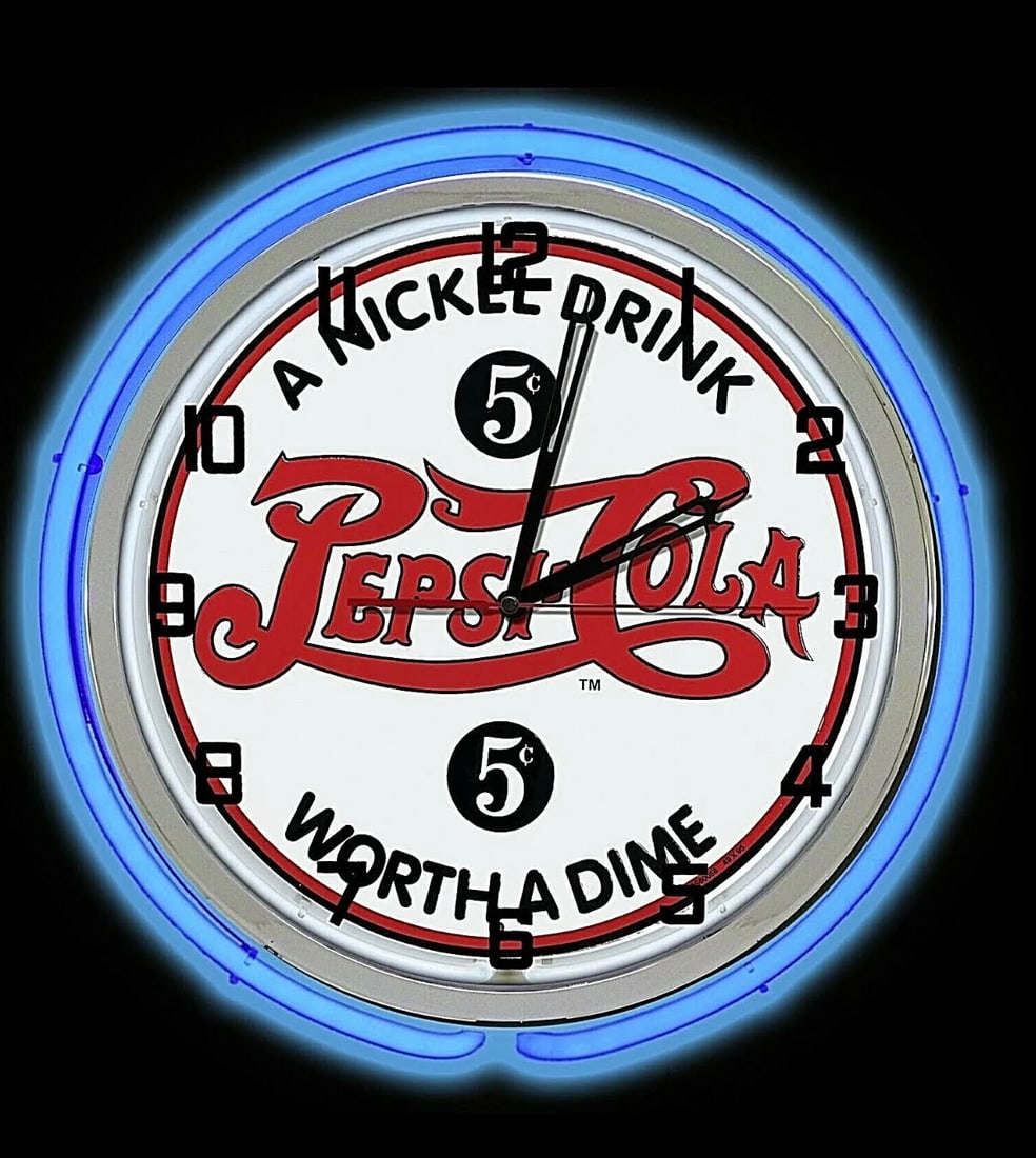 16 Inch PEPSI COLA Nickel a Drink Worth a Dime Working Neon Clock (1 of 2)