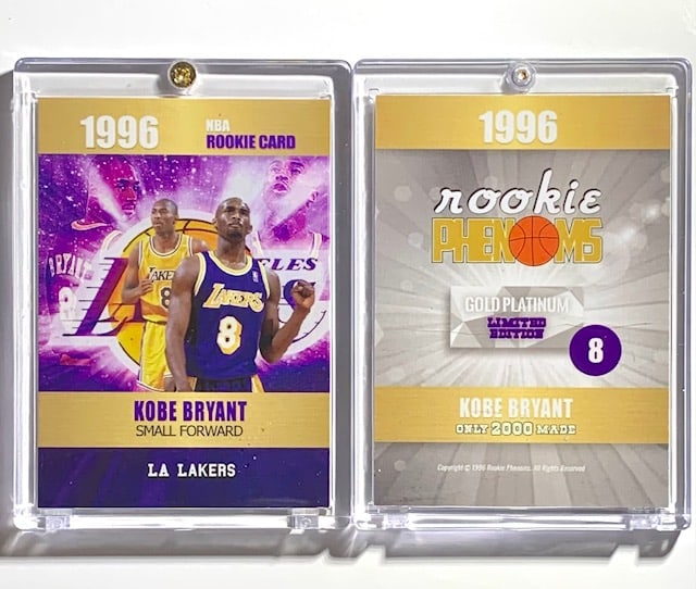 1996 LTD Edition KOBE BRYANT Rookie Basketball Card: 1996 Rookie Phenoms Limited Edition Gold Platinum Rookie Basketball Card / Only 2000 Produced