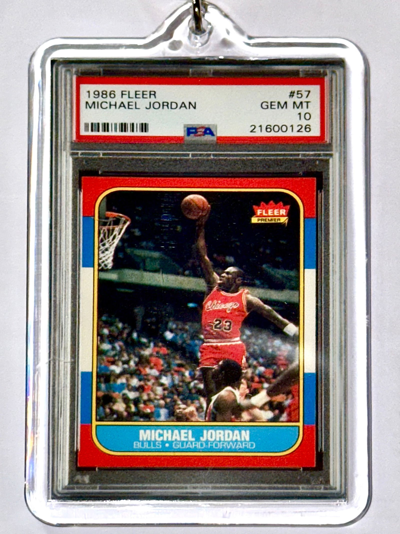 Limited Edition 1986 Fleer Michael Jordan MINI Rookie Basketball Keychain (1 of 2)