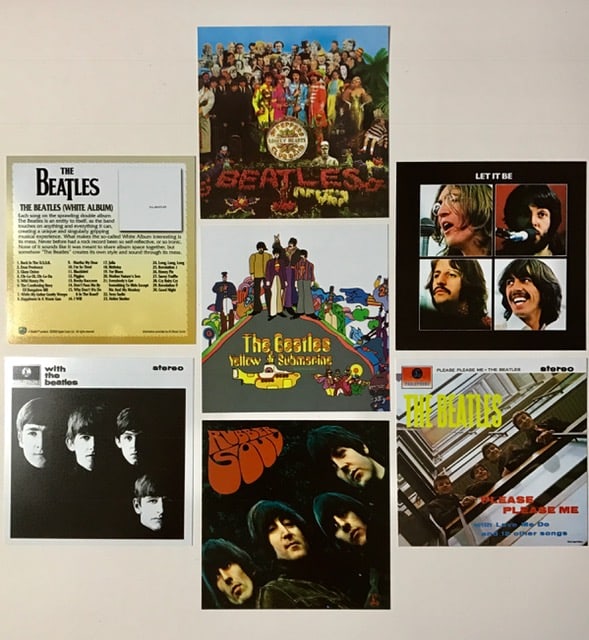 Extremely Rare The BEATLES Licensed Album Covers/B: LOT OF 7 / Approximately 3.5 inches by 3.5 inches / These are Mini Versions of the Hit Album Covers