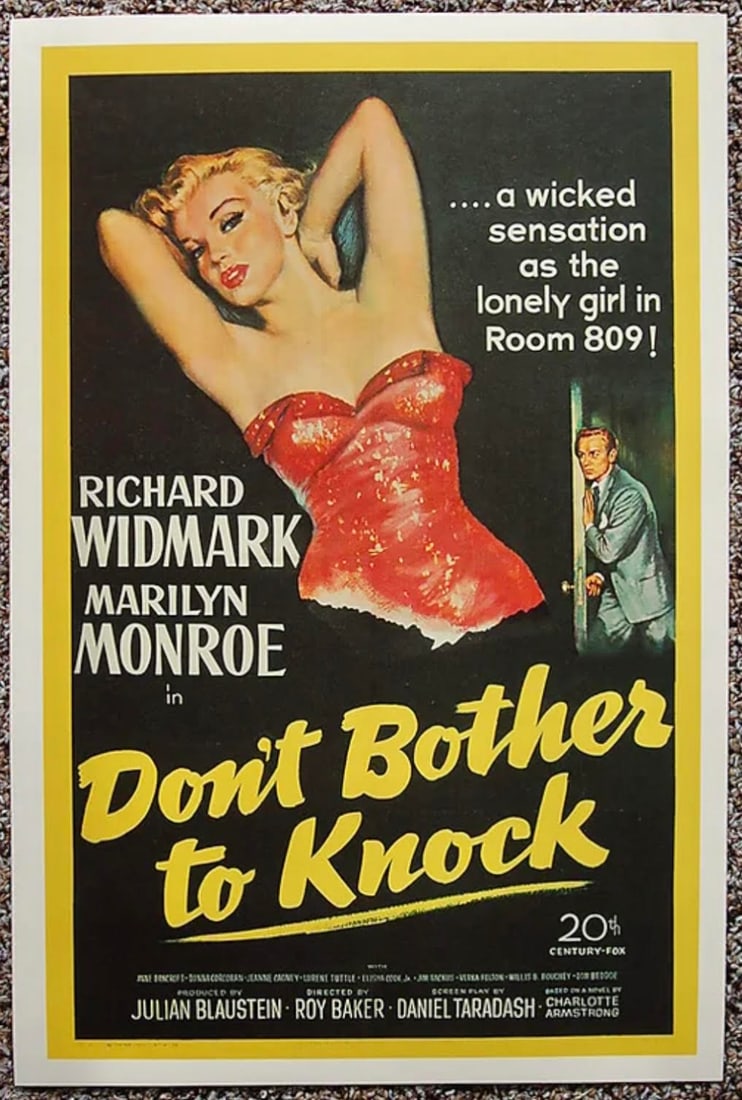 MARILYN MONROE Don’t Bother to Knock Movie Poster: Classic Movie / 12 x 18 / Not Period Original / Sold as a Decorative Poster