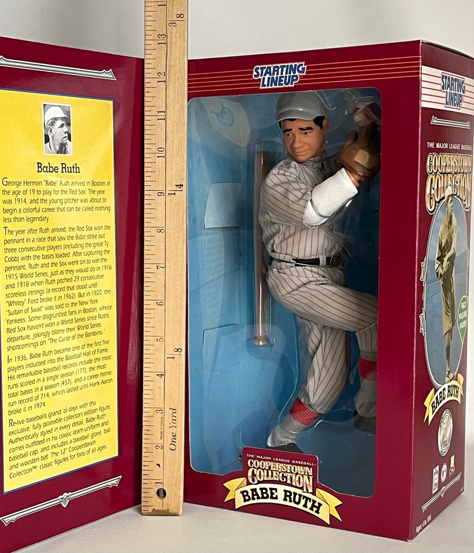 12 Inch BABE RUTH Cooperstown Collection Posable Figure: This 12 Inch Posable Figure of Babe Ruth BATTING is Still in its original box and has never been displayed – They are an Awesome Collectible distributed by Starting Lineup and are part of the Baseba