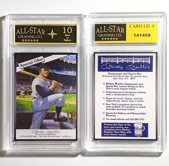 MICKEY MANTLE Restaurant Advertising Baseball Card (1 of 1)