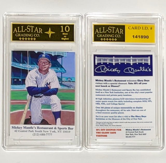 MICKEY MANTLE Restaurant Advertising Baseball Card (1 of 1)