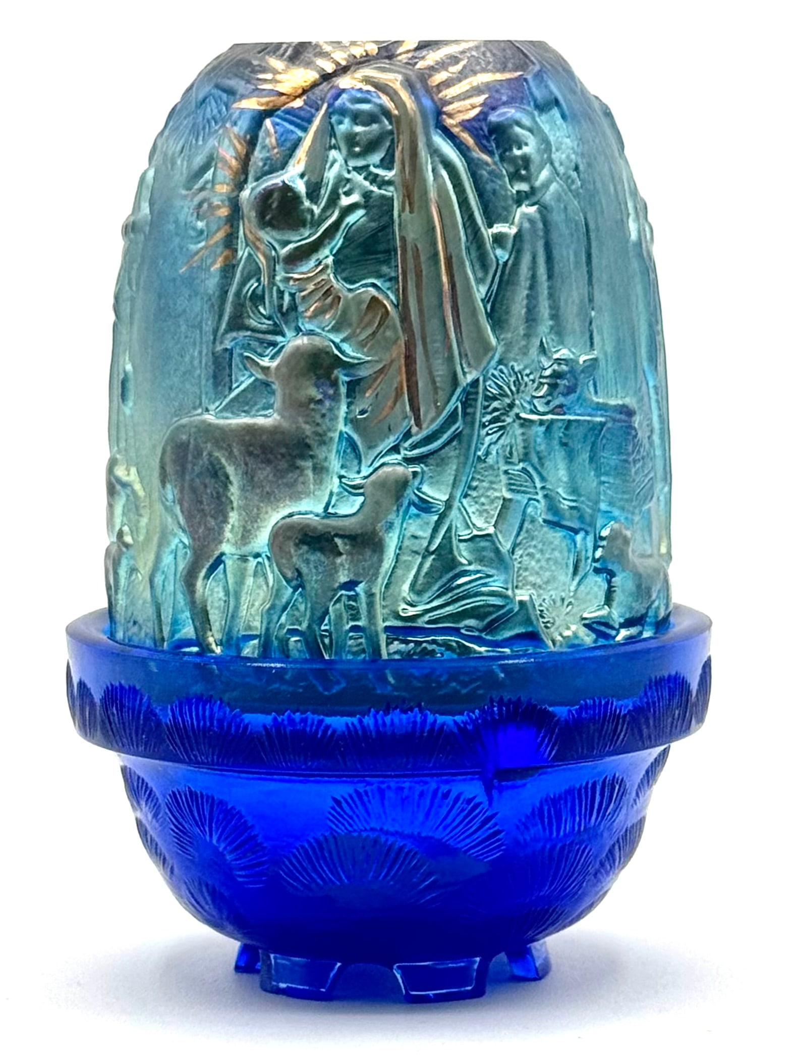 FENTON Iridescent Art Glass Nativity Scene Fairy Tea Light (1 of 5)