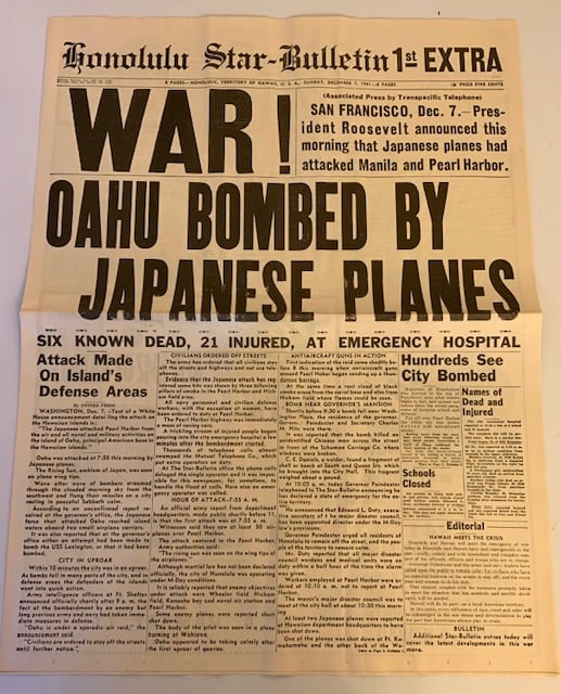 WW2 Dec 7th 1941 Honolulu Star Newspaper: OAHU Bombed by Japanese - This is a very cool Re-Issue Newspaper in Great Condition - Must See all Photos