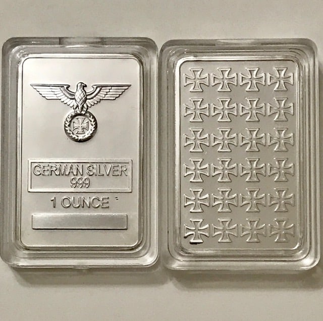 1oz German Silver Iron Cross Bullion Bar (1 of 1)