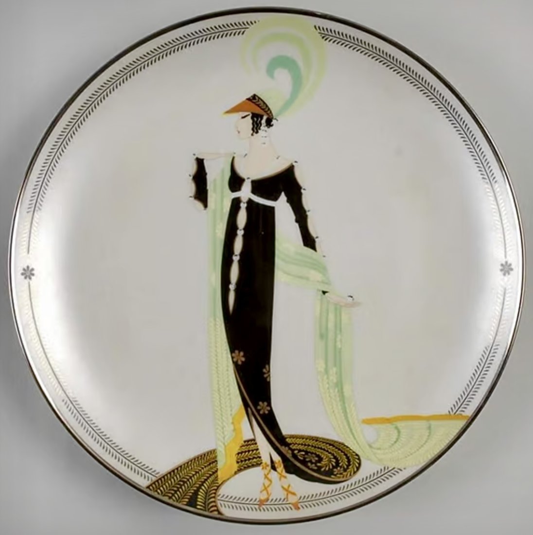 Signed ERTE Art Deco Limited Edition Fine Porcelain: This is Signed House of ERTE and is a Limited Edition and Hand Numbered Edition Decorative Collector Plate / The Title of the plate is DIRECTORIE. It was distributed through the Original Franklin Mint