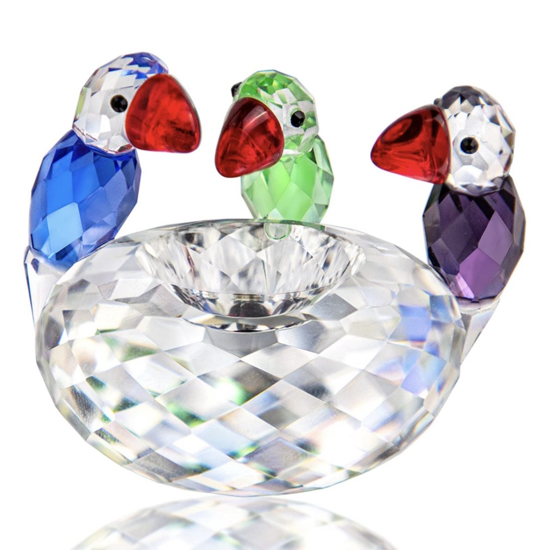 Swarovski style Austrian Colored Crystal Baby Parrakeets Nest: Beautiful Piece in Perfect Condition.