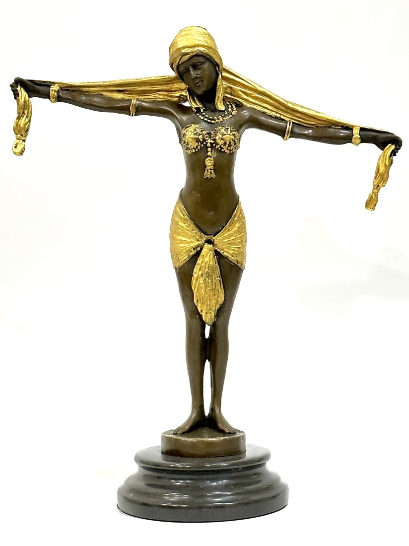 Tall Bronze Art Deco Female Dancer Sculpture Inspired by CHIPARUS (1 of 5)