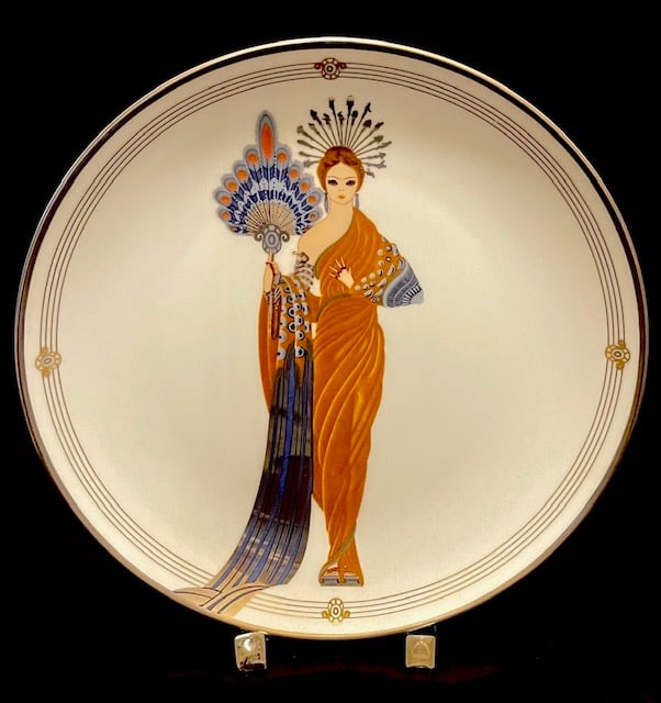 Signed ERTE Art Deco Limited Edition Fine Porcelain: This is Signed House of ERTE and is a Limited Edition and Hand Numbered Edition Decorative Collector Plate / The Title of the plate is ATENA. It was distributed through the Original Franklin Mint / Mu