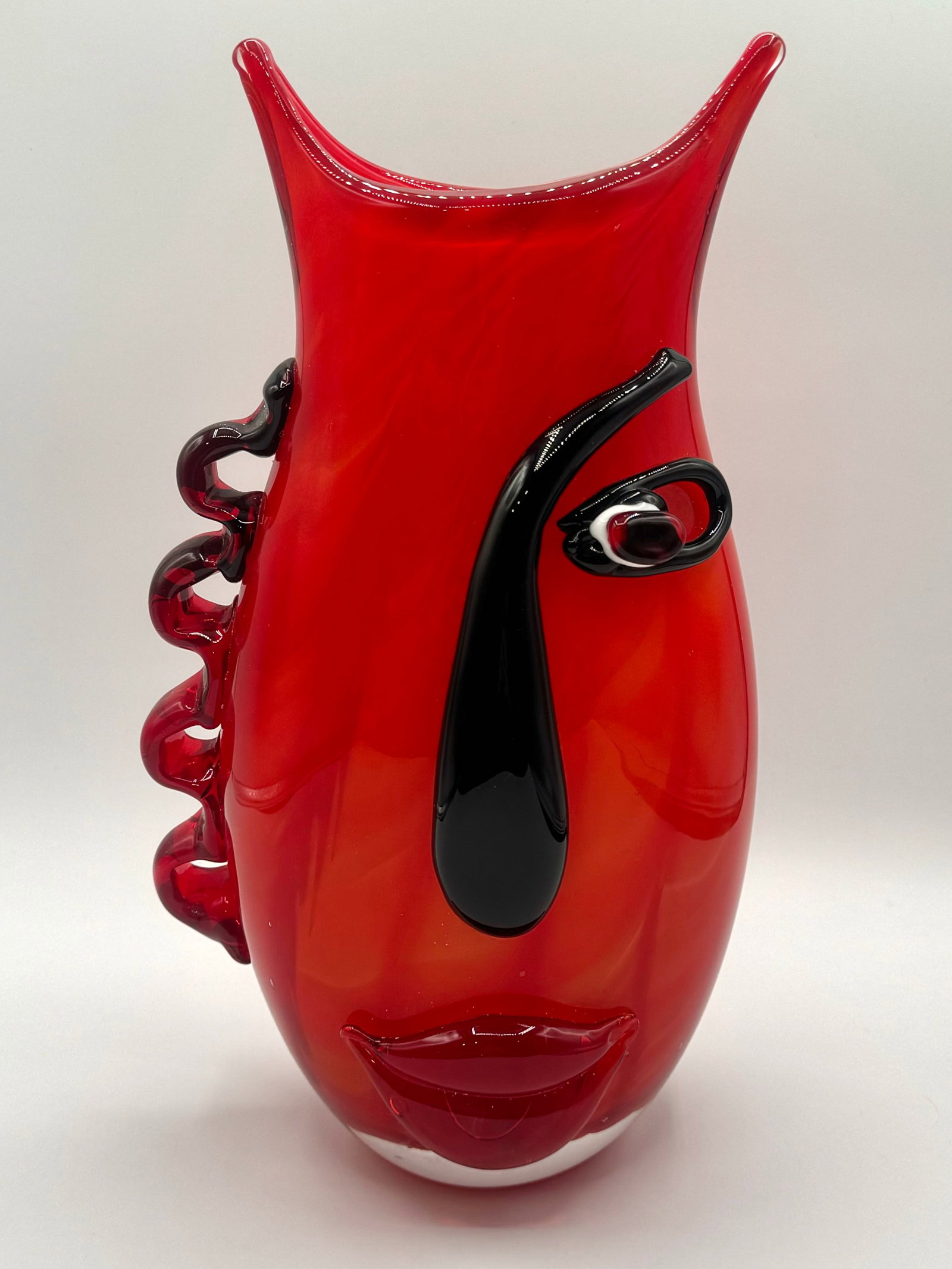 Stunning Picasso Inspired Handcrafted MURANO Art Glass Vase: Stands Approximately 14 inches Tall and Weighs Approximately 8 pounds. Was boxed in a storage unit and looks to be in perfect condition. Multiple Photos Posted.