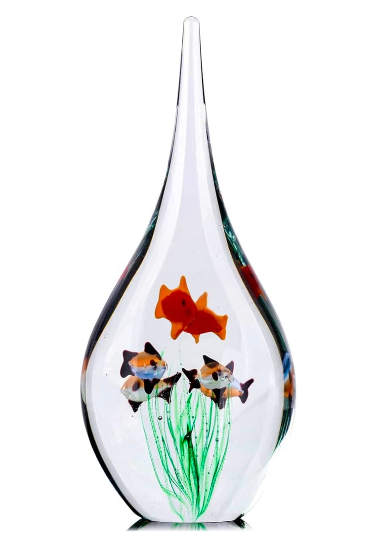Unique MURANO Art Glass Aquarium Teardrop Sculpture: Great Looking Piece – Approximately 9-10 Inches Tall – Beautiful Condition