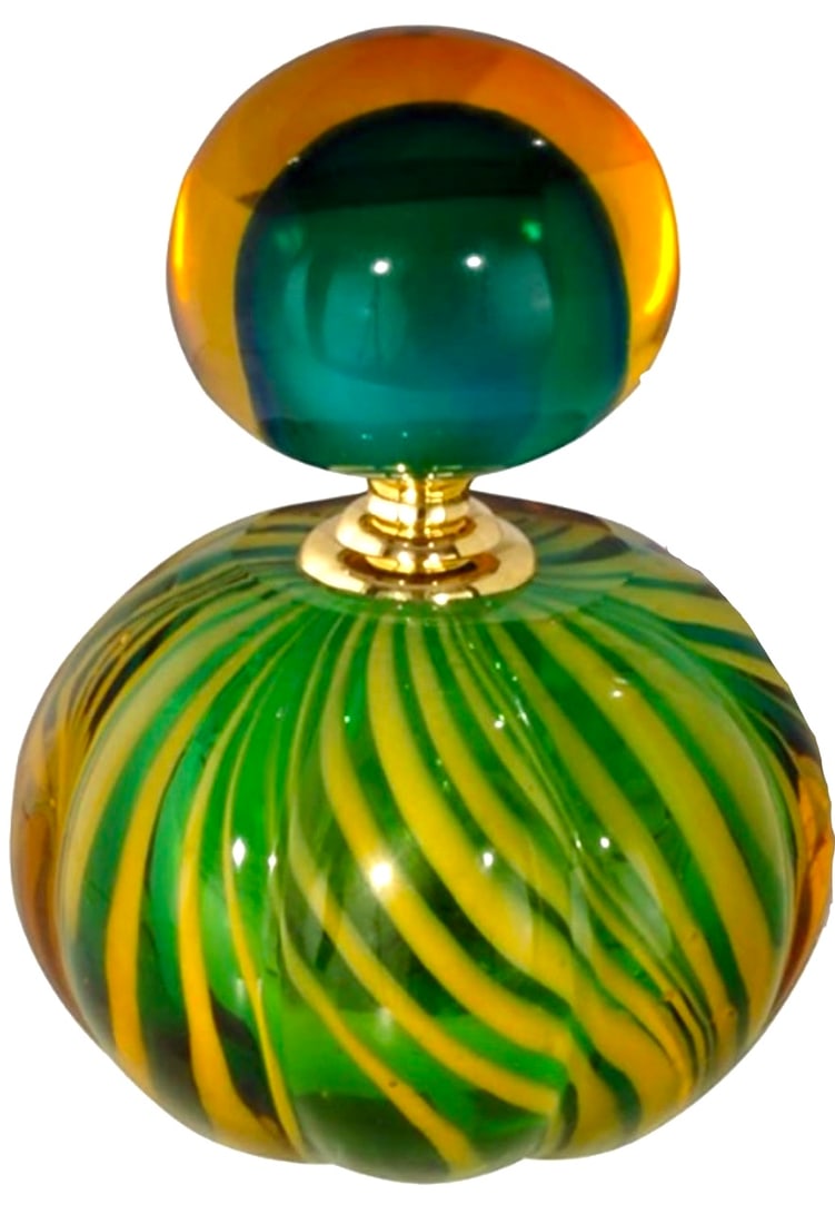DALE TIFFANY Studio Swirl Art Glass Perfume Bottle with Original Box: Gorgeous Piece / Very Heavy / Stunning Colors / Like New / Comes in Original Box / Multiple Photos Posted