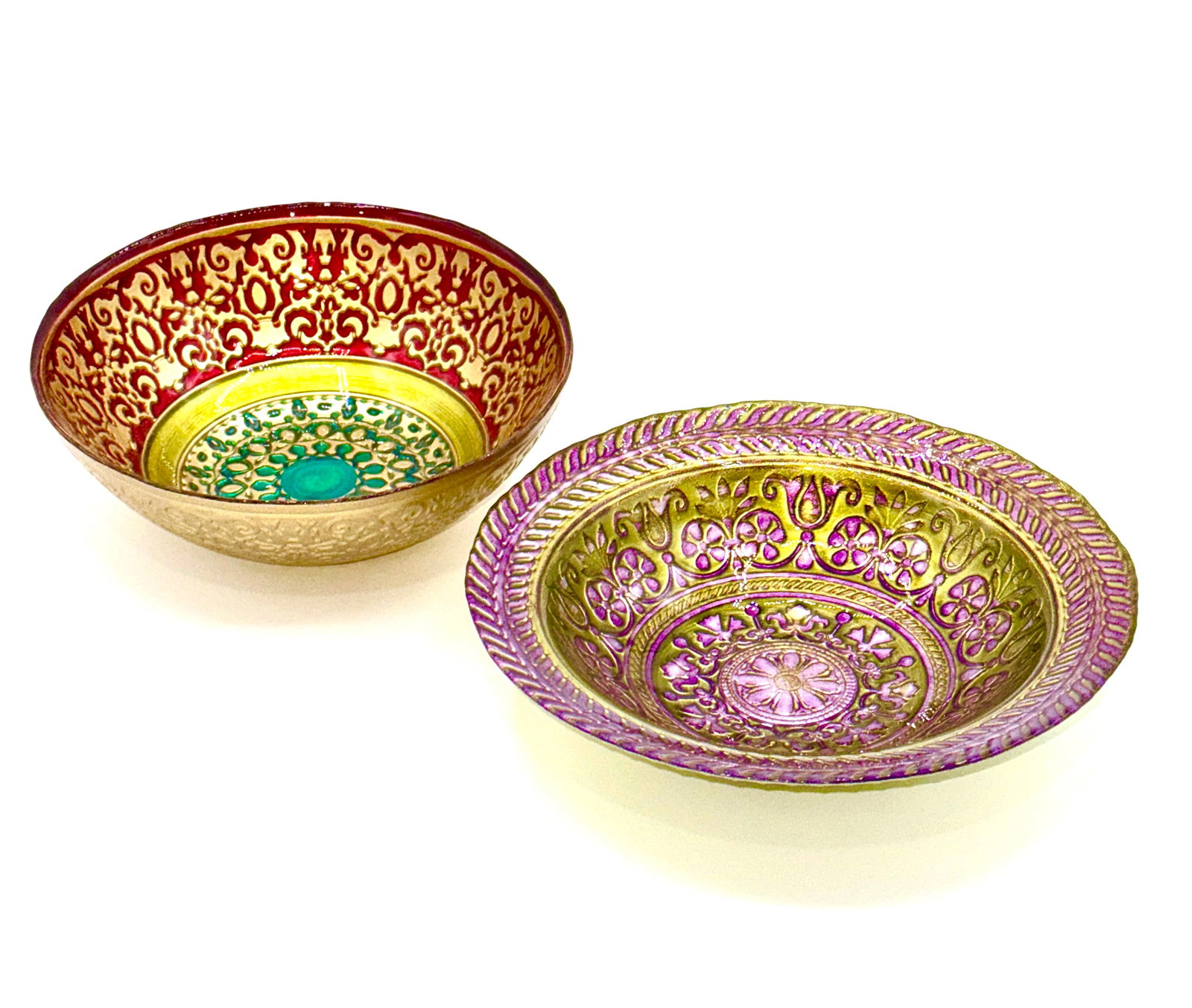 Lot of 2 Antique Goofus Glass Serving Bowls in Beautiful Condition: Beautiful Condition – Multiple Photos Posted