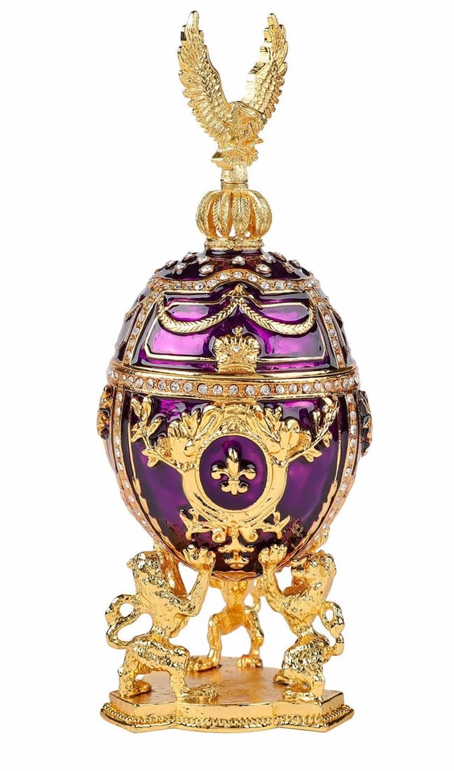 FABERGE Imperial Purple Studded & Enameled Egg with Eagle (1 of 3)