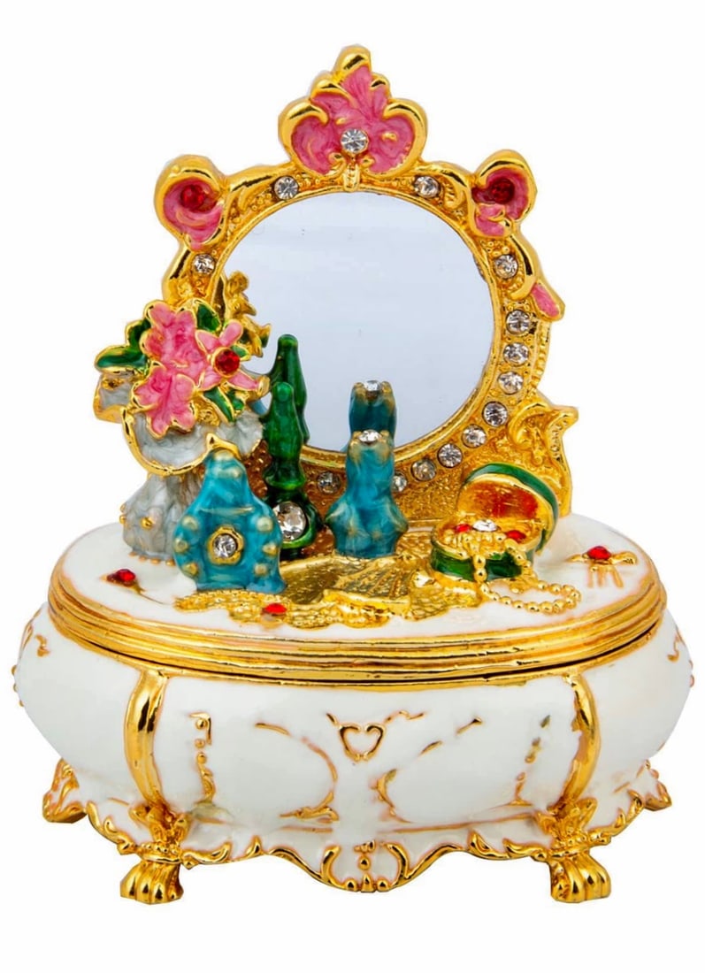 FABERGE Inspired Jeweled & Enameled VANITY Table Trinket Box (1 of 3)