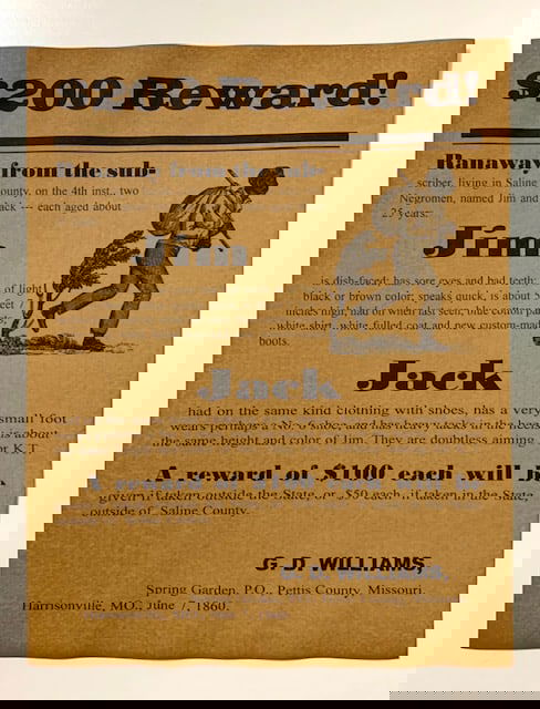 Dated Black Americana Runaway Slave Reward Poster (1 of 1)