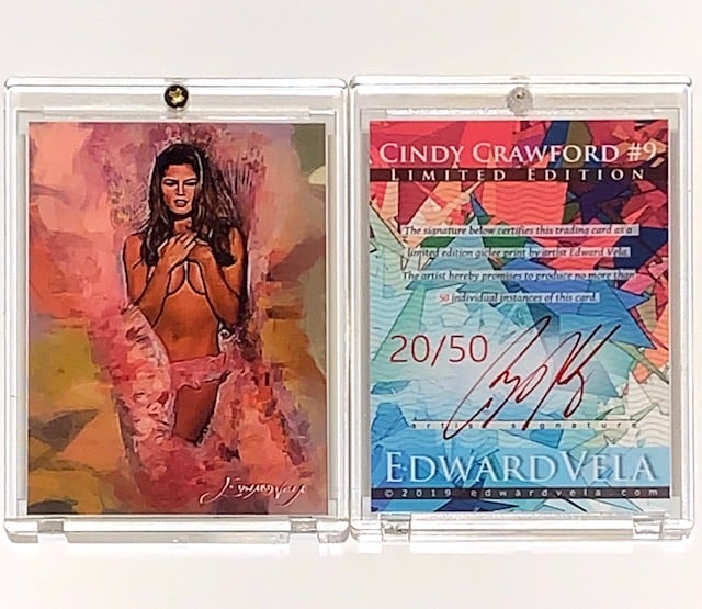 Rare 1 of only 50 Artist Signed CINDY CRAWFORD Art Card (1 of 1)