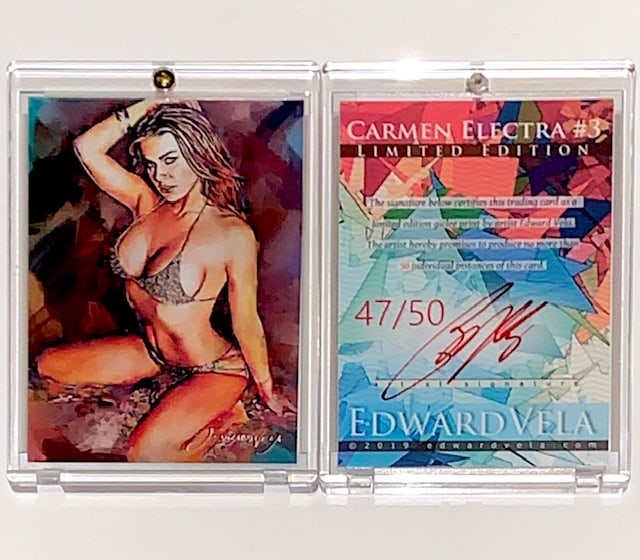 Rare 1 of only 50 Artist Signed CARMEN ELECTRA Art Card (1 of 1)
