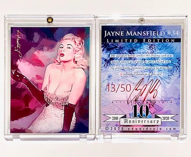 Rare 1 of only 50 Artist Signed Playboy JAYNE MANSFIELD Art Card (1 of 1)