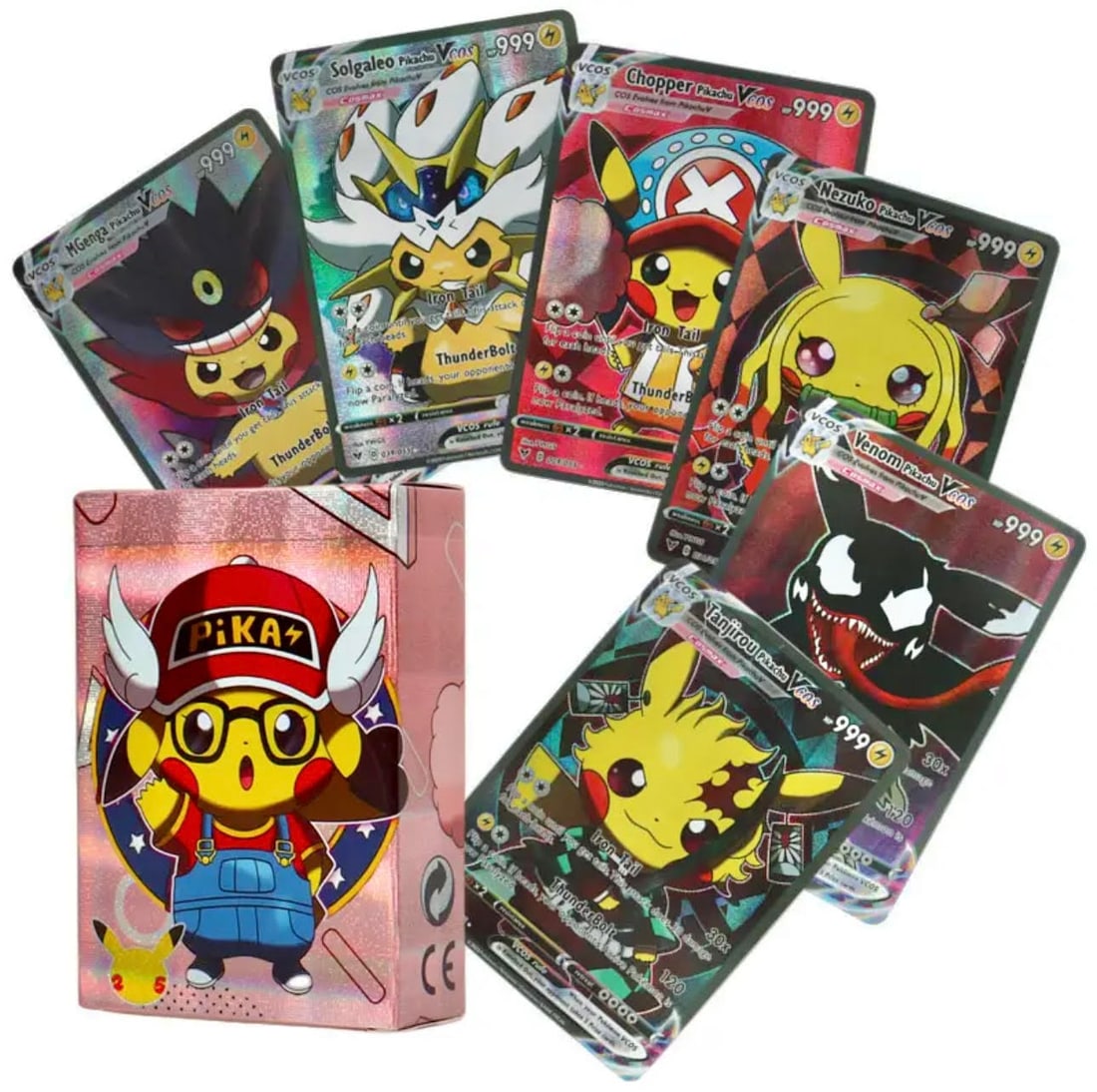 Lot of 50+ POKEMON Cosplay Plastic Coated Metallic Cards: These are Near indestructible Plastic Cards with a Rose Gold Finish and can only be appreciated by handling them – They are an Awesome Must have for any POKEMON Collector