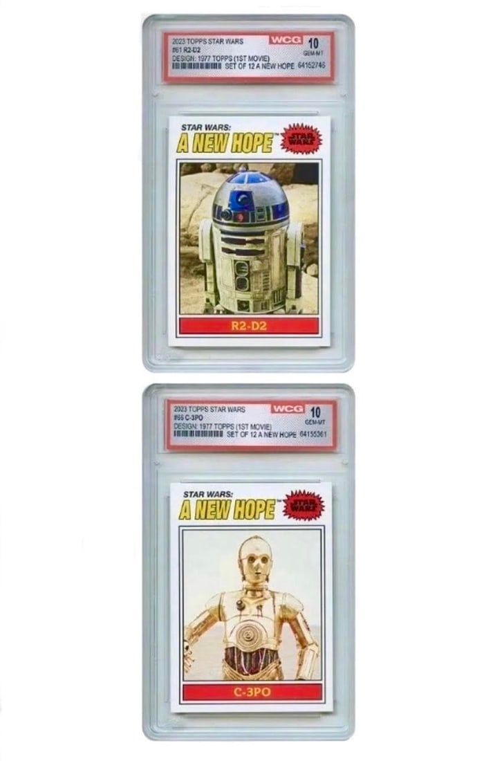 Lot of 2 Rare Topps STAR WARS 1977 Style Designed Trading Cards (1 of 3)