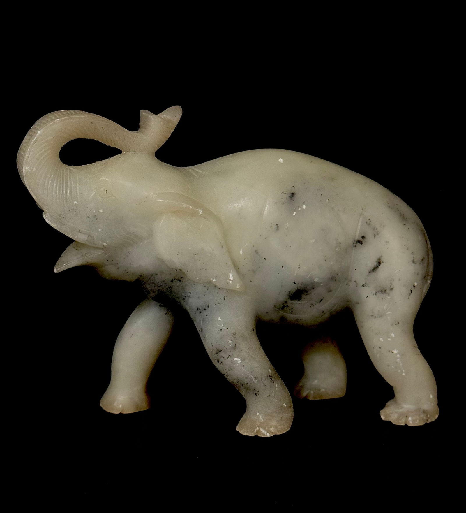 Old Chinese Ornately Hand Carved Gem Tested White Jade Buffalo Sculpture (1 of 6)