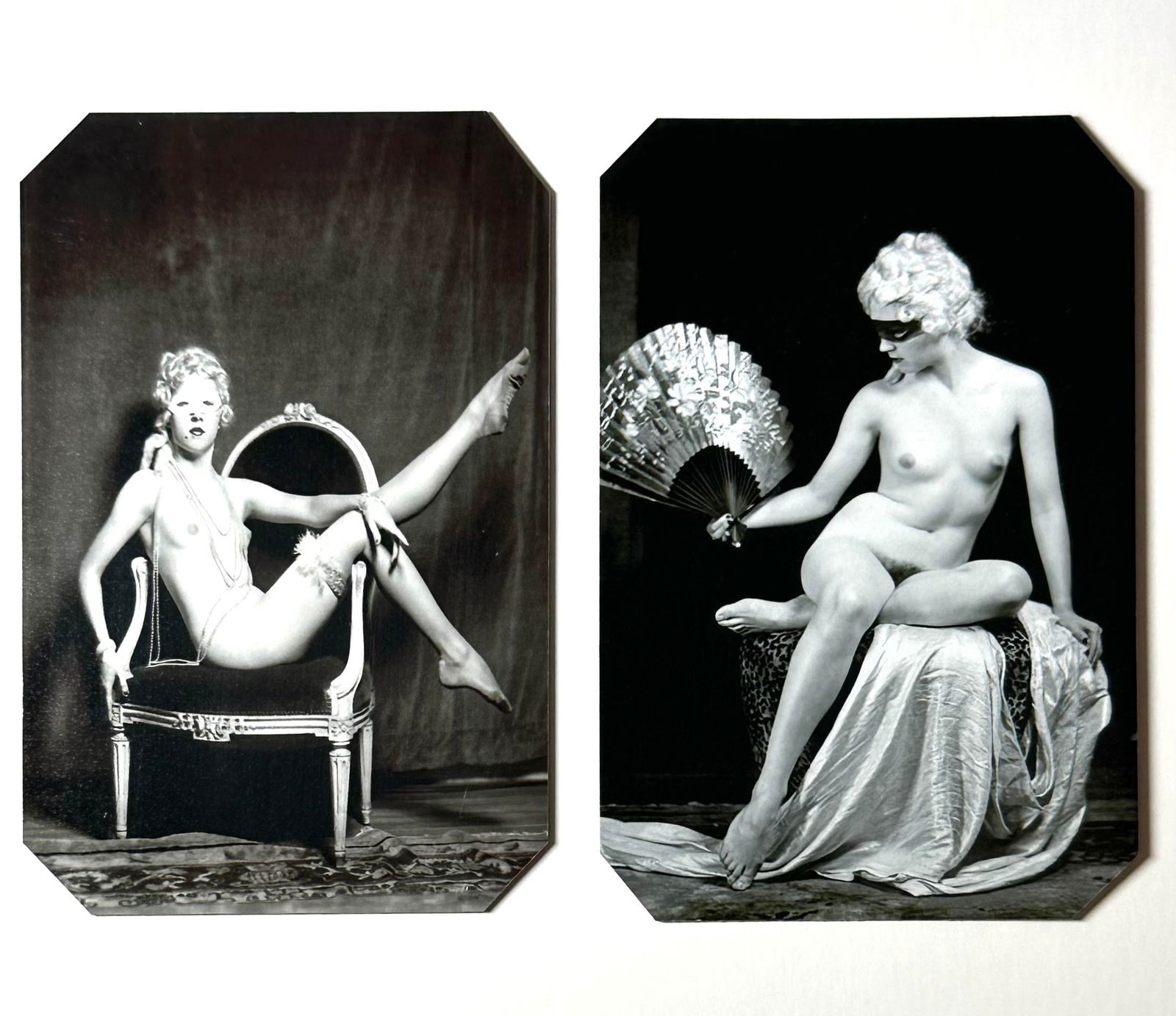 Lot of 2 Art Nouveau Risque Brothel Lineup Tin Type Photographs (1 of 1)