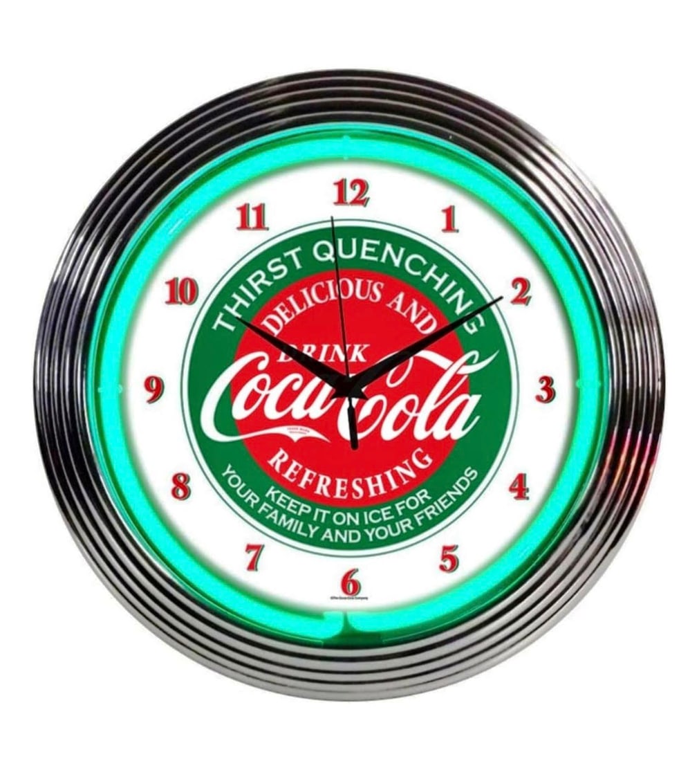 Awesome Retro Working COCA-COLA Man Cave Neon Wall Clock (1 of 2)